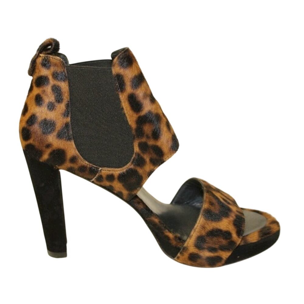 Stuart Weitzman Animal Print Heels Leopard Print Died Calf Fur - Picture 6 of 15